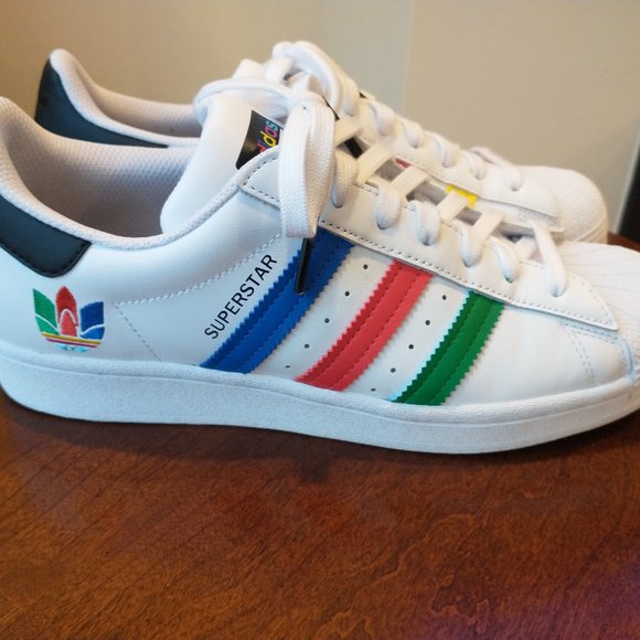 Adidas Originals Superstar Inclusivity White Leather Multicolor Shoes US 7 - Picture 1 of 6
